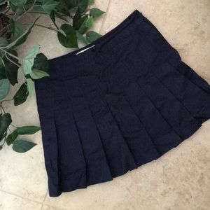 Navy Pleated Skirt